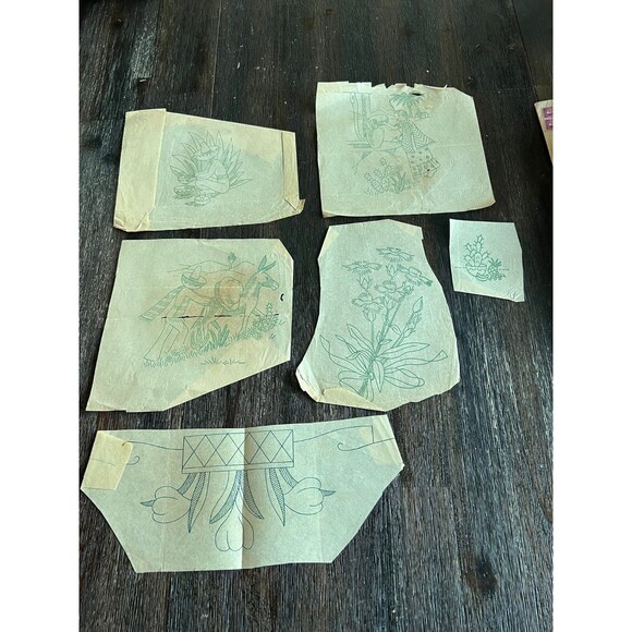 Vintage 50s 60s 70s 80s Large Lot Iron On Applique Embroidery Sewing Patterns - Picture 5 of 13